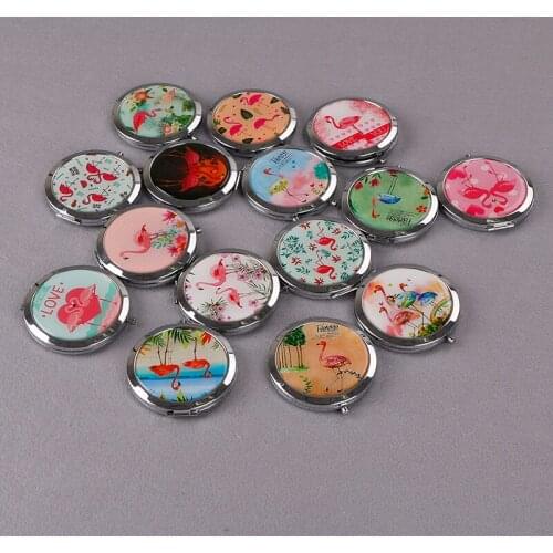 TY435 16 Style Metal mini Mirror Portable Compact Pocket Women Girl Perfect for Purses - Travel Cosmetic Small Compact Mirrors