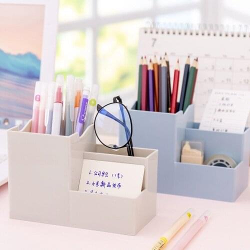 Multi-function Desktop Pen Holder Office School Storage Case Colorful Plastic Box Desk Pen Pencil Organizer Mobile Phone Bracket
