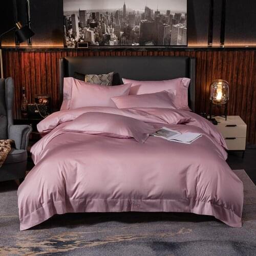 Fashion Pure Color Soft and Comfortable Rayon Bedding Set Adult Bedroom Down Quilt Cover Pillowcase Home Textile