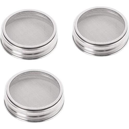 Set Of 3 Stainless Steel Sprouting Jar Lid Kit For Superb Ventilation Fit For Wide Mouth Mason Jars Canning Jars For Making Orga