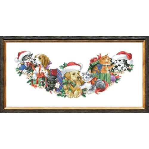 Frisky friends tree skirt cross stitch kits Dreampattern embroidery needlework sets 18ct 14ct 11ct unprint cloth DIY handmade