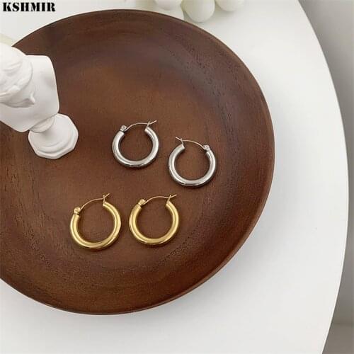 Kshmir New metallic gold round earrings, stylish geometric earrings, girls thick ear rings 2020 Small circle earrings