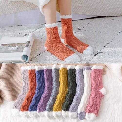 New Women Plush Socks Soft Microfiber Fuzzy Warm Slipper Home Bed Floor Socks Girls Winter Warm Socks