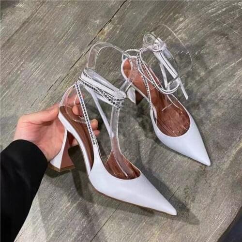 European and American Trend Semi-slippers Outside Wearing Fashion Flash Water Drill Strap Wine Glass and Bag Head Slippers