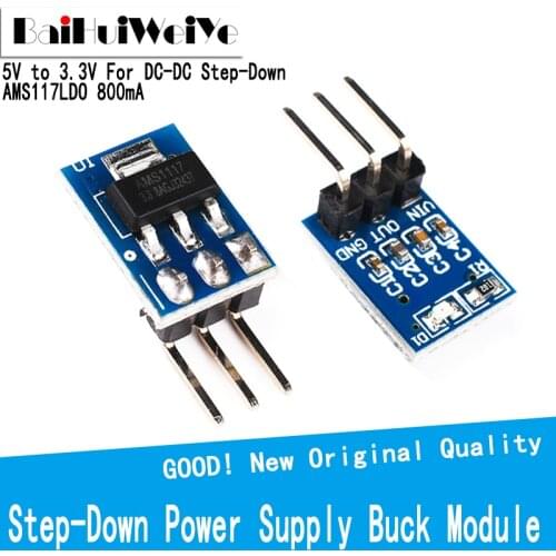 10PCS/LOT 5V To 3.3V DC-DC Step-Down Power Supply Module AMS1117 LDO 800MA DC DC Buck Converter Step Down Voltage Power Board