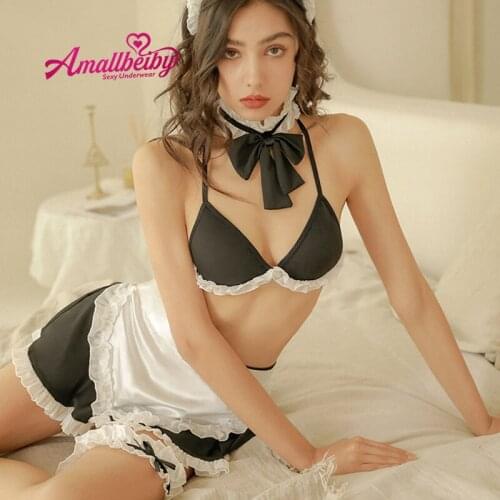 Lolita Sexy Maid Costume Temptation Bra Underwear Set Cute Role Play Cosplay Uniform Anime Punk School Girl Outfit for Woman