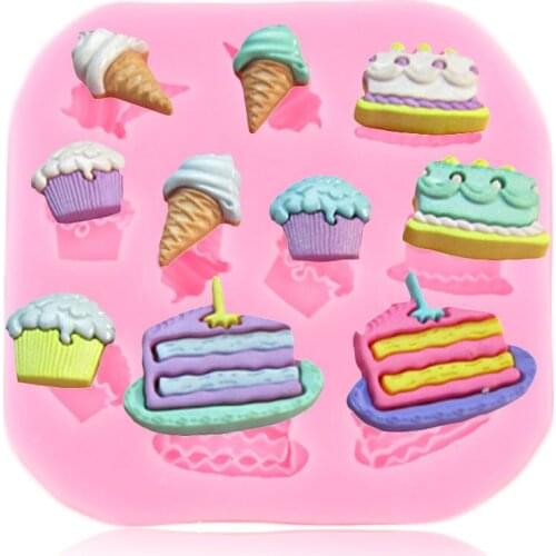 Ice Cream Cake Silicone Mold Baby Party Cupcake Topper Fondant Molds Cake Decorating Tools DIY Baking Chocolate Gumpaste Moulds