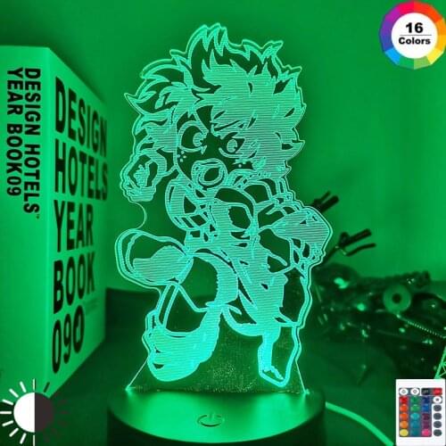 My Hero Academia Led Night Light Lamp Midoriya Izuku Figure Nightlight for Kids Bedroom Decoration Cool Birthday Gift 3d Lamp