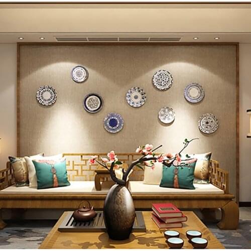 Chinese Style Plates Decorative Wall Hanging Dishes Blue and white porcelain Art Ceramic Plate Home Hotel Studio Decoration