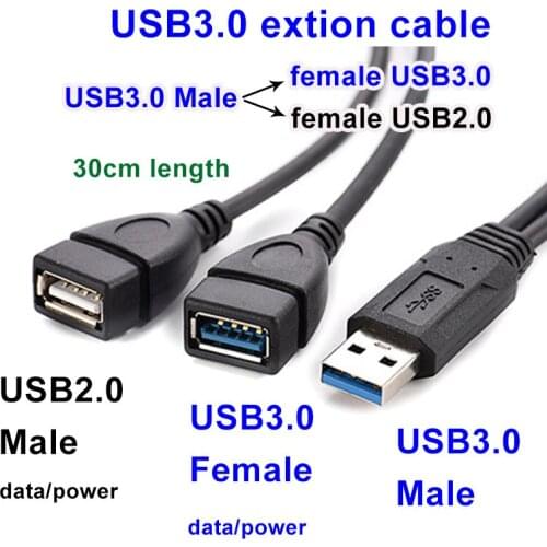 USB3.0 Extension Cable USB A type male to female with USB2.0 2-in-1 data power High quality high-speed crooked bent Line