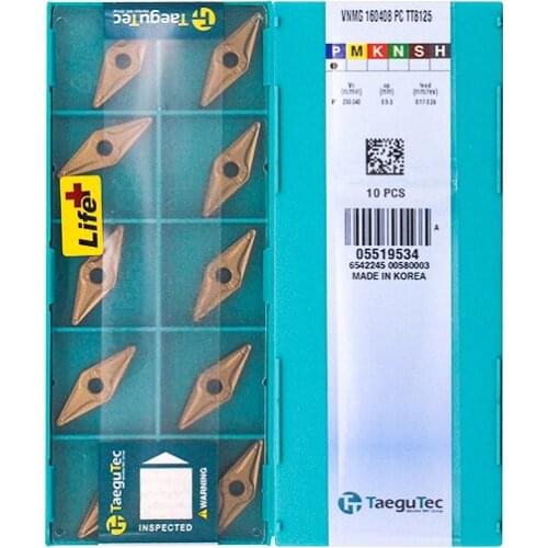 VNMG160408-PC TT8125 Original Taegutac Carbide Inserts Turning Inserts Lathe Tools 10Pcs/Lot