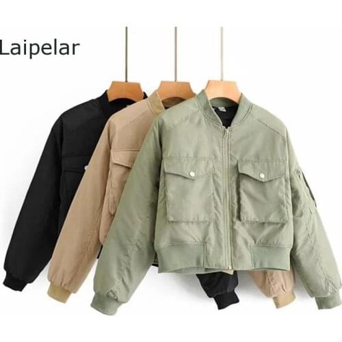 Womens Jacket Casual Simple Fashion All-match Flight Jacket Autumn And Winter New Slim Slimming Stand Collar Coat