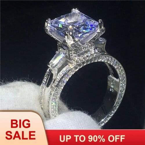 Female Eiffel Tower Shape ring Silver color 8ct AAAAA Cz Stone Engagement wedding band ring for women Bridal Jewelry