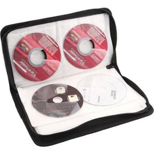 1Pc 80 Disc Case DVD CD Storage Box CD Package Holder CD For VCD Bag PU Wallet Supplies DJ Carry DVD Faux Leather Box Organ O3K2