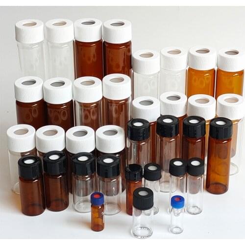10pcs/20pcs 20ml to 60ml lab glass screw headspace injection bottle clear/brown sample vials for school experiment