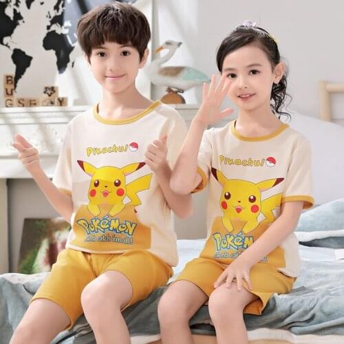 2021 MING New Pure Cotton Summer Children Pajama Sets For Boys Girls Suit Short Sleeve Kids Clothing Sets Fashion