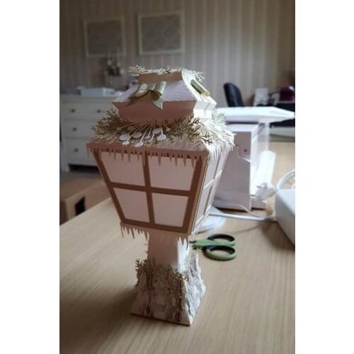 3D Retro Table Lamp Lantern Box Metal Cutting Dies Paper DIY Craft Embossing Stencil Template Gift