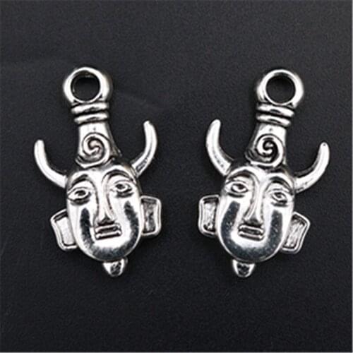4pcs Silver Plated 3D Sanxing Pile Ruins Bull Horn Weirdo Charm Retro Necklace Bracelet DIY Handmade Jewelry Pendant 35*20mm