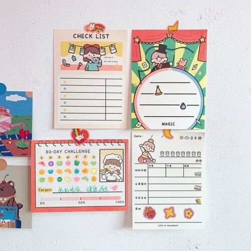 50 Sheets Cartoon Couples Memo Pad Student Diary Stationery Plan Paper Can Tear Small Notebook Notebook Office & School Supplies