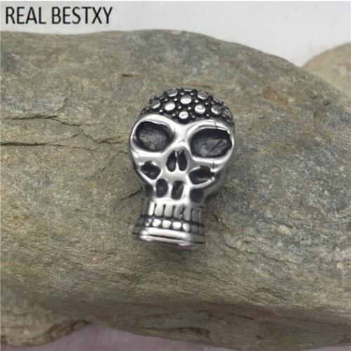 50pcs/lot Punk Magnetic Clasps Stainless Steel Magnet Skull Buckle for DIY Leather Bracelet Jewelry Making Findings Accessory