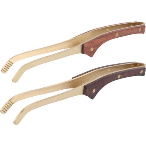 1pc Bamboo Teaware Tea Clips Wood Anti‑hot Wood Copper Tea Clip Non‑Slip Tea Set Tweezers Tea Ceremony Accessories