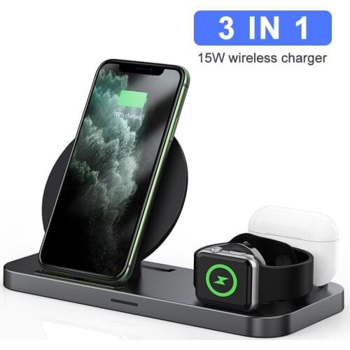 3 in 1 15W Wireless Charger for Samsung Note 20 10 9 S10 iPhone 12 11 pro Fast Charging Station for Airpods pro iWatch 5 4 3