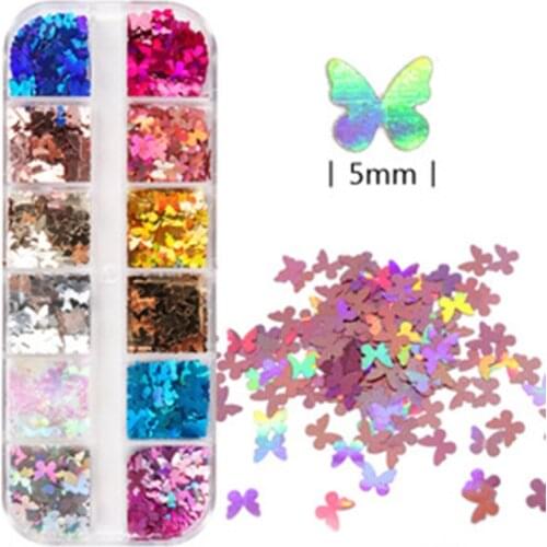 12 Grids Butterfly Shape Glitter Sequins Epoxy Resin Filling DIY Crafts Jewelry Making Flake Nail Art Glitter Decoration