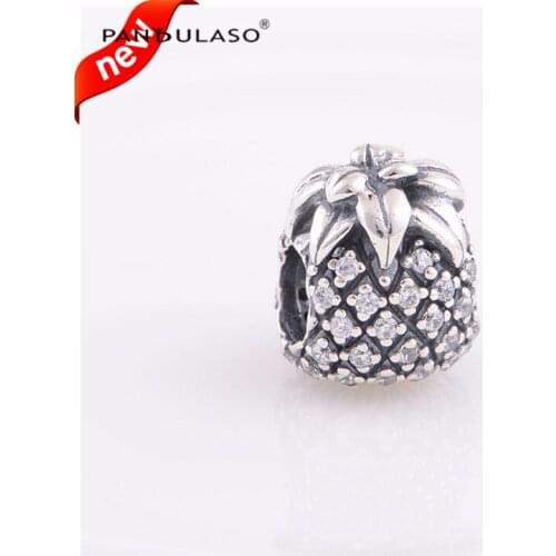 DIY Beads Pave pineapple Charm Fits Original Silver Bracelets For Woman Sterling Silver Jewelry Beads For Jewelry Making