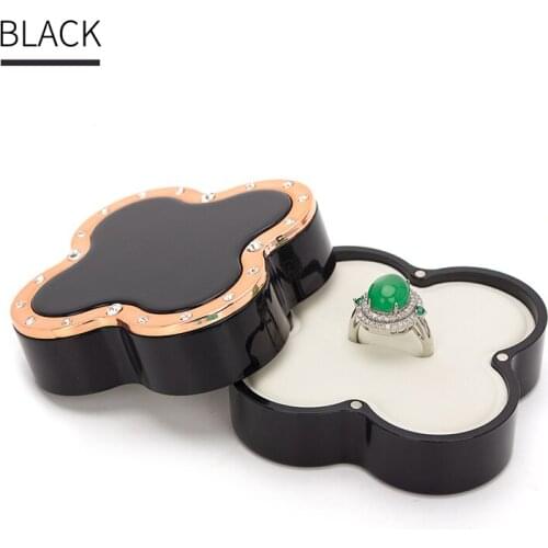 Black Creativity Quadrangular Wedding Ring Necklace Pendant Jewelry Box For Lover Engagement Jewellery Display Storage Gift Case