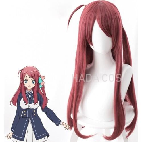 Sakura Minamoto Long Red Straight Girl Cosplay Wig Zombieland Saga Cosplay Props Halloween Carnival Straight Hair Free Wig Cap