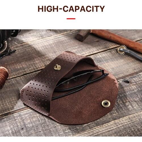 Sunglasses Storage Bag Portable Protective Cover Holder Bag Retro Leather Eyeglasses Protector Pouch