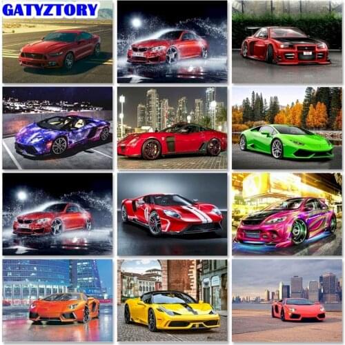 GATYZTORY Oil Paint By Numbers Kits For Adults Home Decoration HandPainted Car Picture By Number Diy Flower Gift Craft