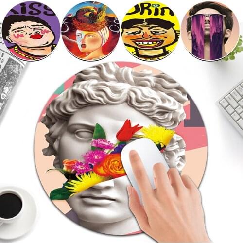 Pu Leather Mouse Pad Gaming Mice Mat Desk Cushion Waterproof Funny Pattern Comfortable Universal Mouse Pads Round Shape