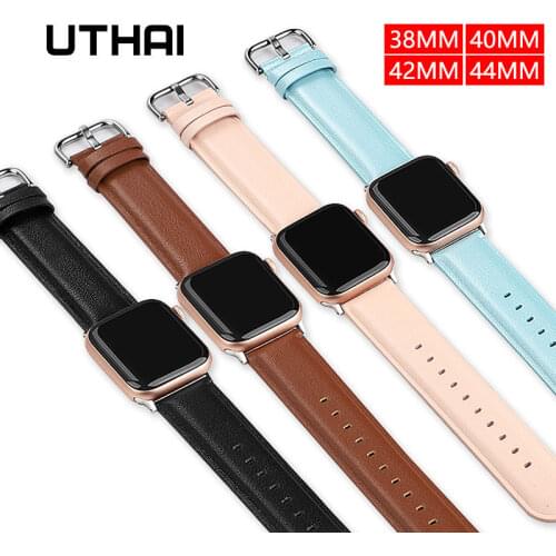 UTHAI A25 Apple Watch leather strap 38MM 40MM 42MM 44MM For Appl Watch band 4/5 For iWatch 1/2/3/4/5 series 38/40/42/44mm strap