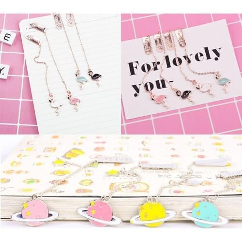 Colorful Star Pendant Bookmark Flamingo cloud bookmarker Stationery School Office Supply Escolar Papelaria