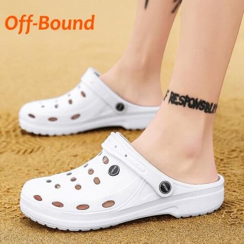 Off-Bound Summer Men Slippers Outdoor Clogs Garden Slippers Beach Sandals Mules Bathroom Loafers Casual Massage Home House Shoes