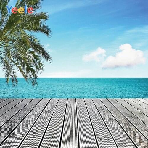 Summer Tropical Seaside Palm Tree Wood Baby Portrait Backdrop Photography Background For Photo Studio Vinyl Photophone Shoot