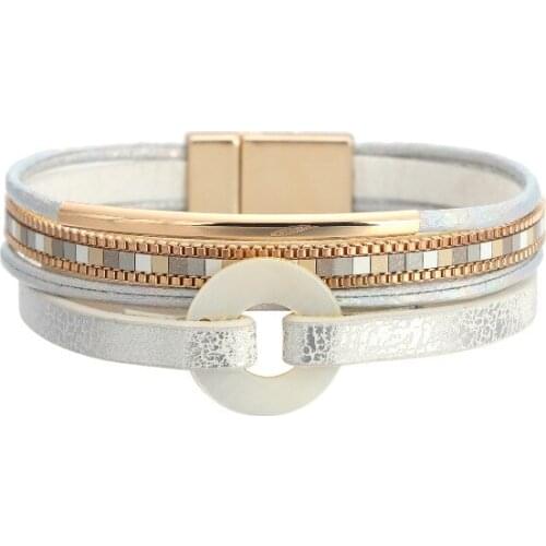 ORNAPEADIA Hot Selling Bohemian Ethnic Style Bracelets Wholesale Multi-layer Retro Copper Tube with Diamond Magnetic Clasp