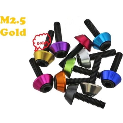M2.5 Gold Aluminum Socket Hex Alloy Cone Cup Head Washer Gaskets Screw Bolt Washer MultiColor M2 M2.5 M3 M4