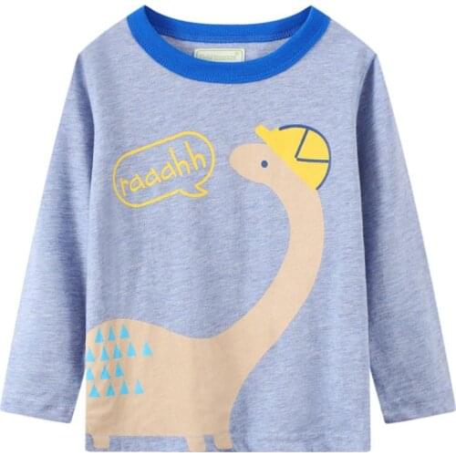 Cute little dinosaur t-shirt childrens autumn and winter pure cotton thin section A cartoon long-sleeved shirt boys casual west