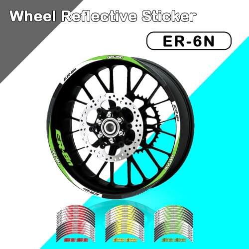 Motorcycle 12 Strips Sticker Decals Reflective Waterproof Wheel For Kawasaki Ninja 250 SL 2014 2015 2016 ER-6n er6n 2012-2016