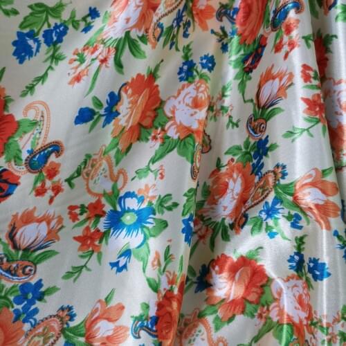 Handmade Floral Satin Fabric Soft Satin Material DIY Lining craft Tilda doll glossy Polyester Charmeuse Fabric