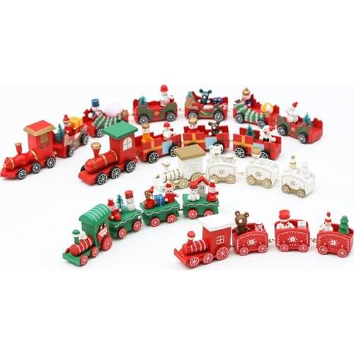 Christmas decoration wood small train childrens small gift Christmas cake gift window accessories toys furnishing articles