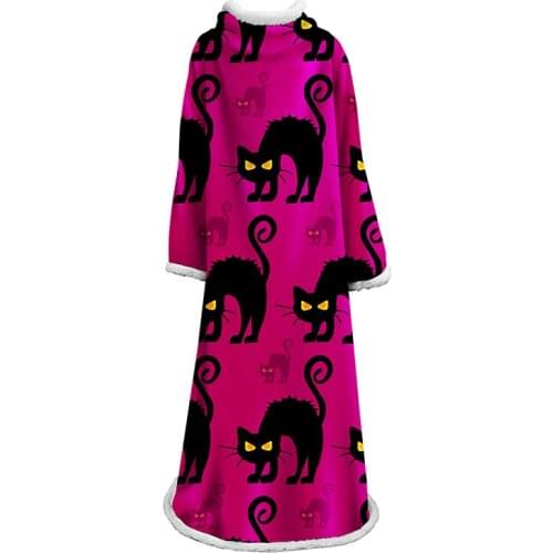 3D Cute Cat Sherpa Sleeve Blanket Back to School Crest Scotland Pattern Custom Bed Sofa Plush Throw Blanket Bedspread Blanket