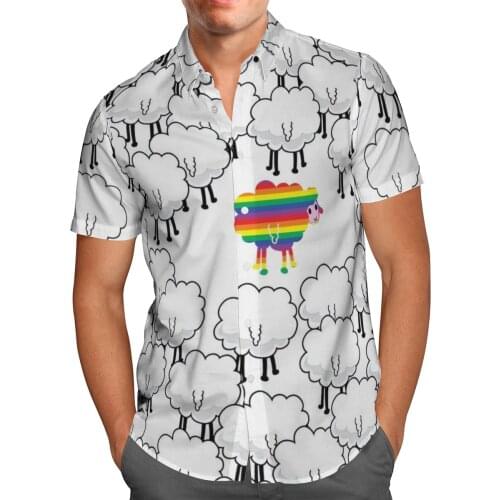 Rainbow Sheep 3D Beach Hawaiian 2021 Summer Anime Shirt Short Sleeve Shirt Streetwear Oversized 5XL Camisa Social Chemise Homme