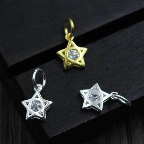 925 Sterling Silver AAA Zircon Star Drop Pendants Decoration Fine Necklace Silver Charms Accessories DIY Jewelry Making Gift