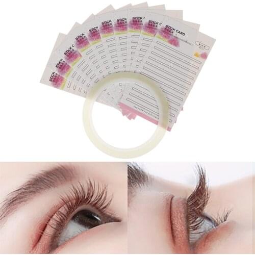 Hot 10Pcs Grafting Eyelash Blossom Stick Card With Adhesive Tape Lash Extension Sets Eyelash Stick Card With Double Sided Tape