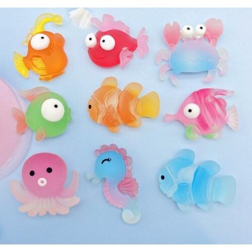 Hand Painted 20pcs Resin Mini Marine Series Flatback Cabochon Stone Scrapbook DIY Decor Home Figurine Crafts