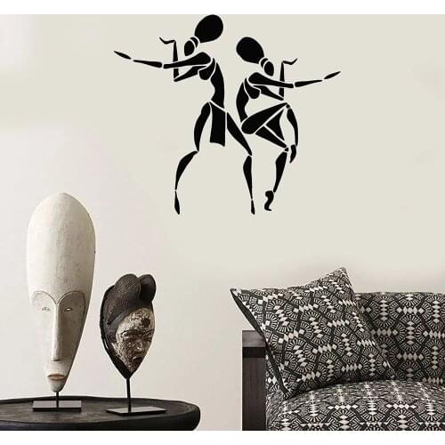 Funny Dance Wall Decal Living Room African Women Cartoon Native Dancers Vinyl Wall Stickers Bedroom Classroom Decoration W204