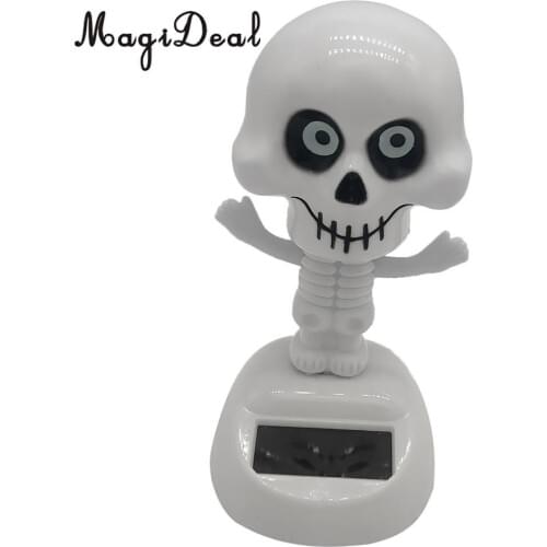 Solar Powered Dancing Skeleton Figure Bobble Head Toy, Halloween Party Ornament, Home Desk Decoration